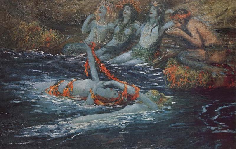 Rupert Bunny Mermaids dancing oil painting picture